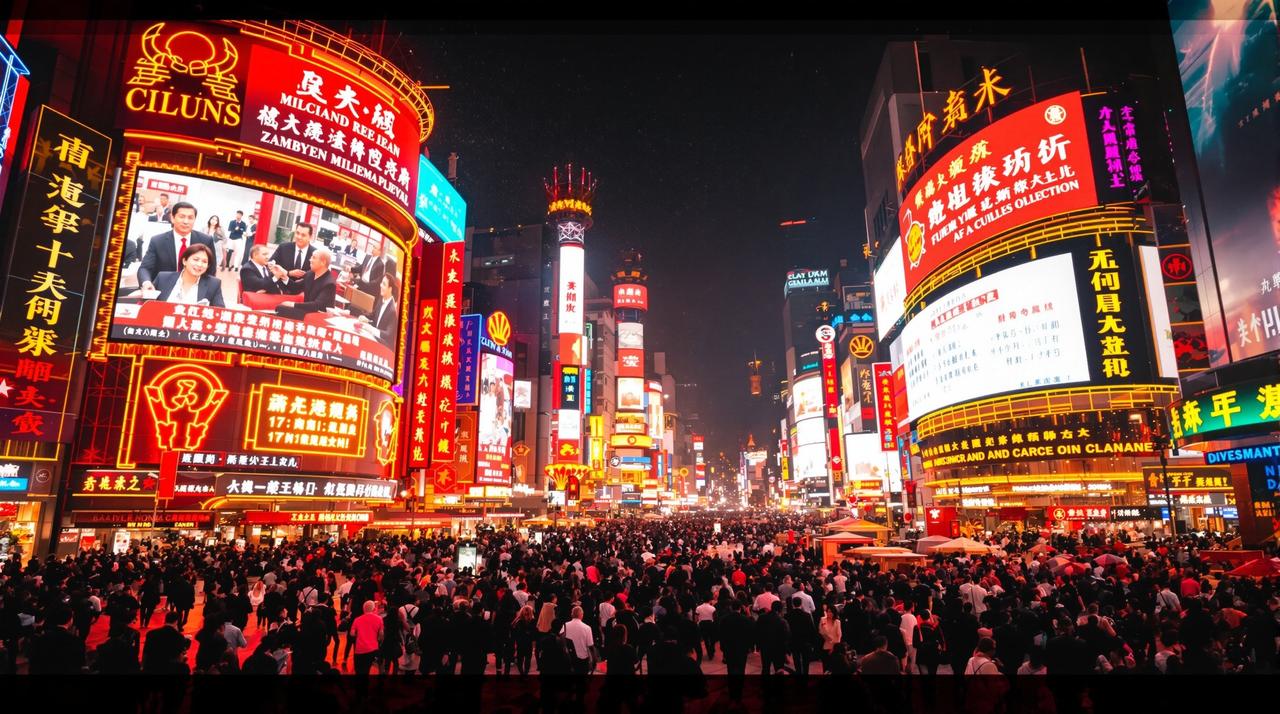 网站吃瓜 - 人声鼎沸的资讯广场夜景